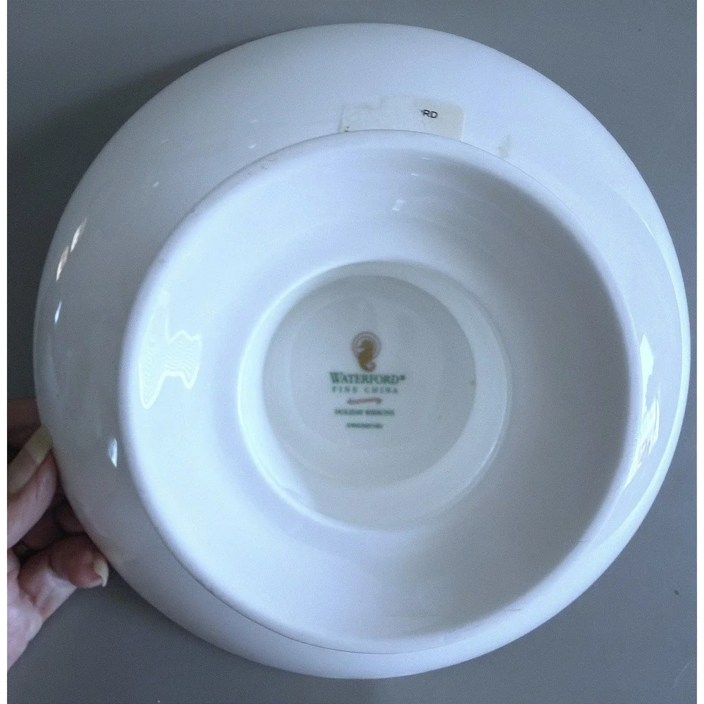 Waterford Low Compote Dessert Riser Stand Holiday Ribbons Fine China NOS 8.25